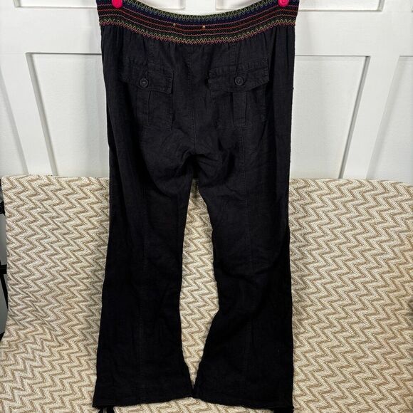 Hei Hei Anthropologie Linen Blend Embroidered Waist Casual Pants - Picture 5 of 7